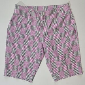Jofit Womens Golf Shorts Womens 8 Green Pink Houndstooth